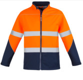 Unisex Hi Vis Softshell Jacket - Orange/Nacy 